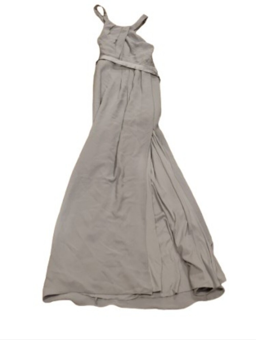 Vera Wang Women's Halter Belted Maxi Bridesmaid Gown Dress Gray Sz 12